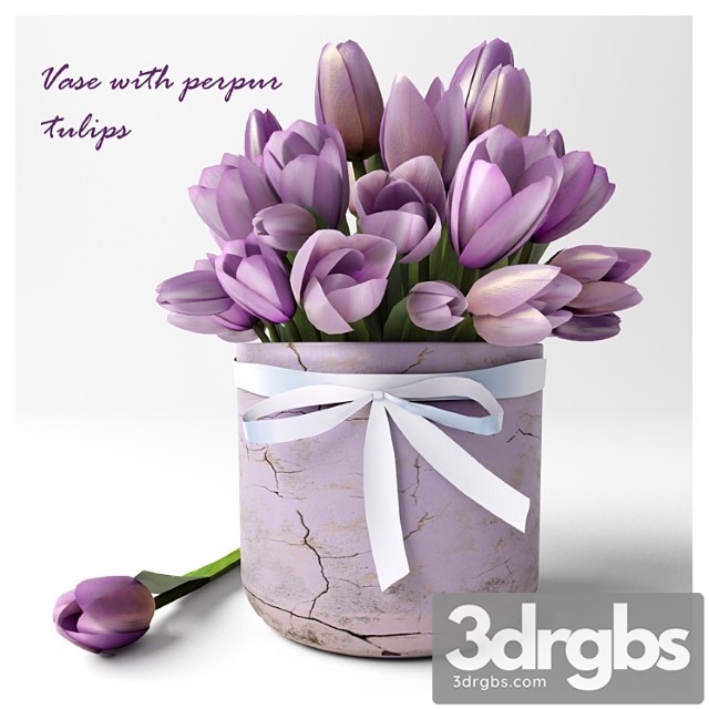 Vase With Perpur Tulips 1 3dsmax Download - thumbnail 1