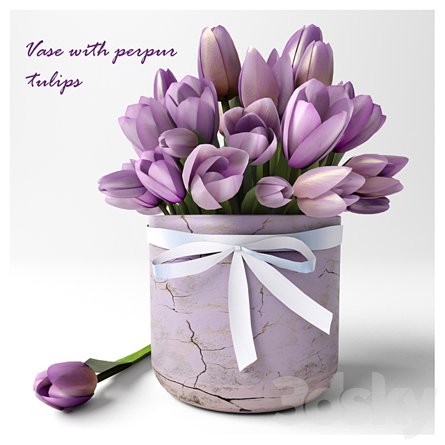 Vase with perpur tulips 3DSMax File - thumbnail 1