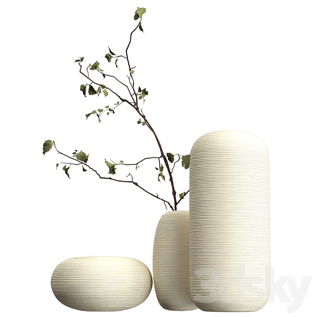 Vases with branch 3ds Max - thumbnail 2