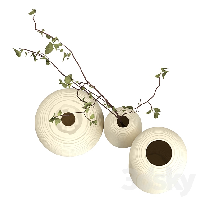 Vases with branch 3ds Max - thumbnail 3