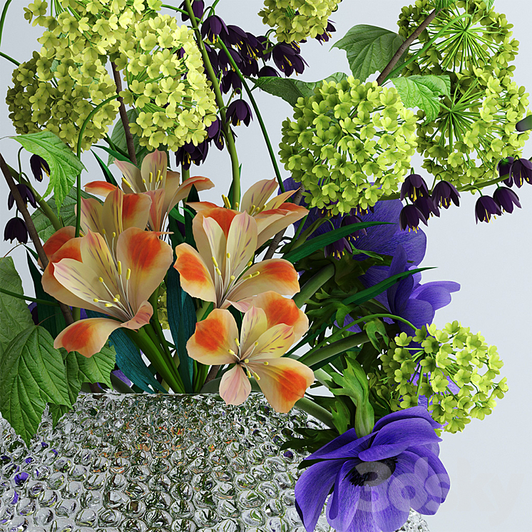 Viburnum anemones alstromeria and fritilaria persica 3DS Max - thumbnail 2