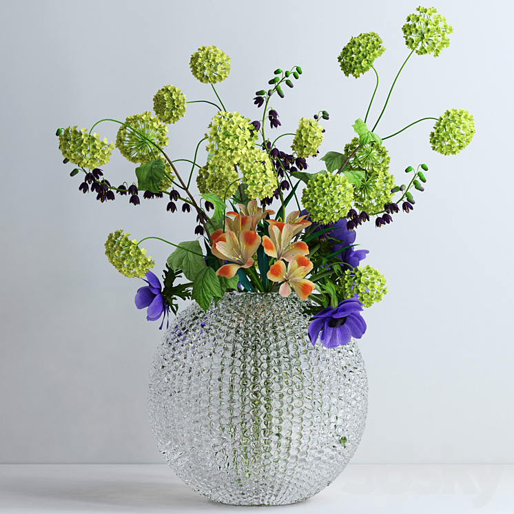 Viburnum anemones alstromeria and fritilaria persica 3DS Max - thumbnail 1