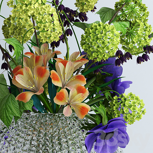 Viburnum. anemones. alstromeria and fritilaria persica 3DSMax File - thumbnail 2