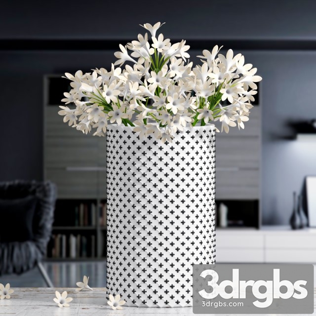 White Flower Vase 1 3dsmax Download - thumbnail 1