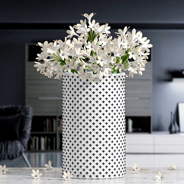 White Flower Vase 3DS Max - thumbnail 2