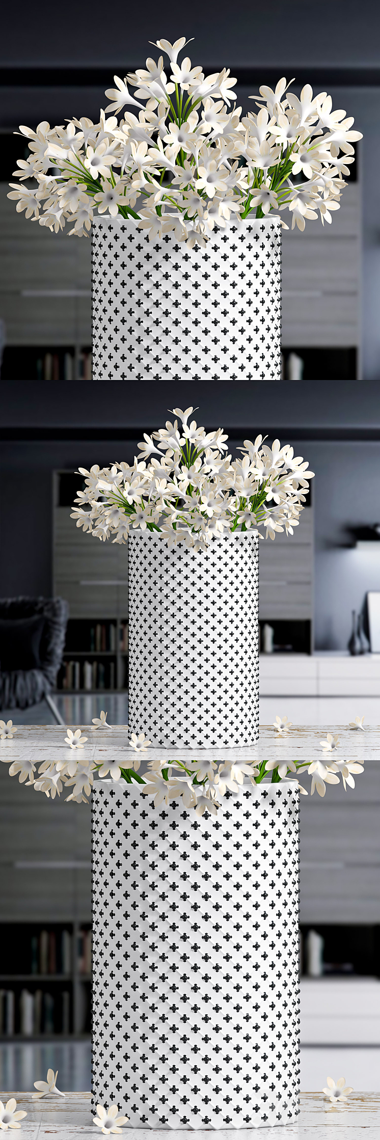 White Flower Vase 3DS Max - thumbnail 1