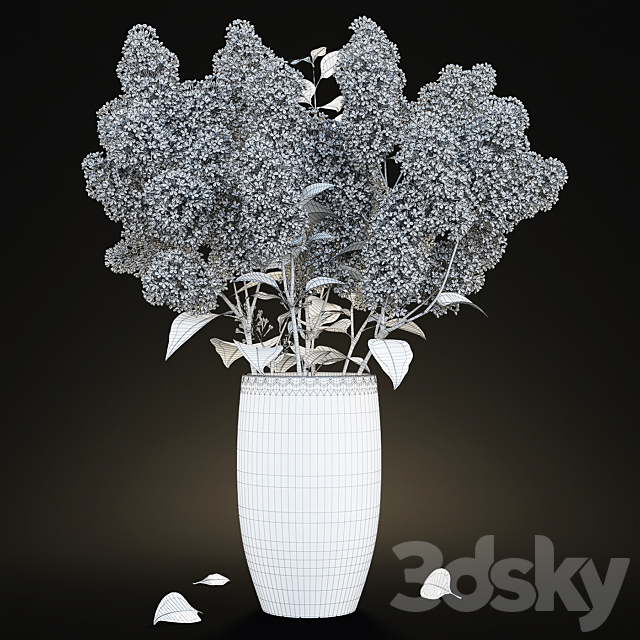 White lilac in a crystal vase _ White Lilac in a crystal Vase 3DS Max Model - thumbnail 2