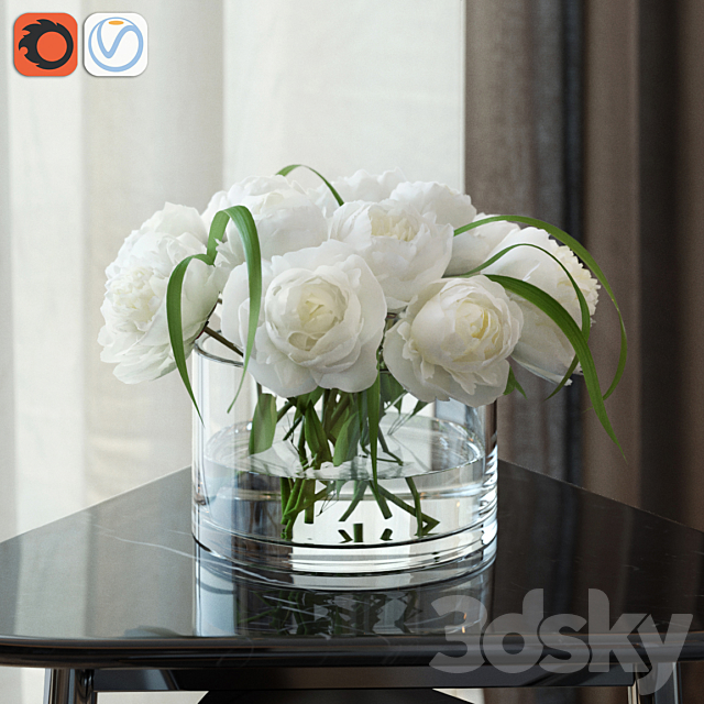 White peonies 3DSMax File - thumbnail 1