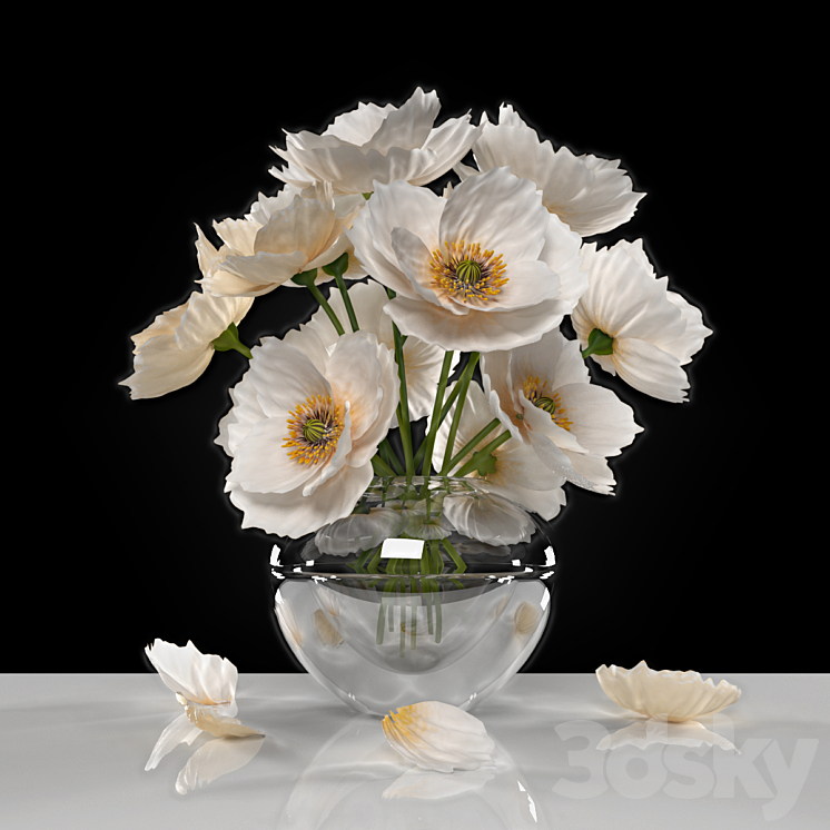 WHITE POPPIES 3DS Max - thumbnail 1