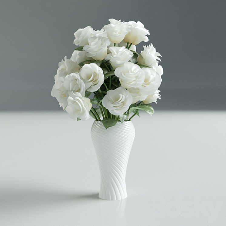 White Rose in Vase 3DS Max - thumbnail 1