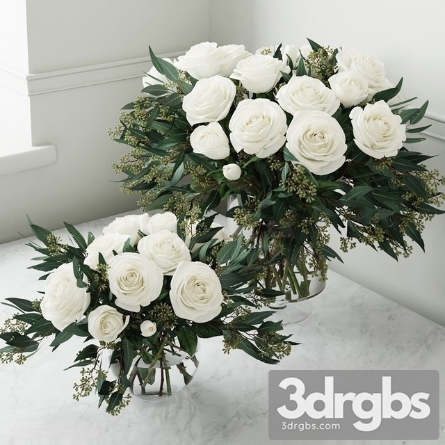 White Roses Bouquet 3dsmax Download - thumbnail 1