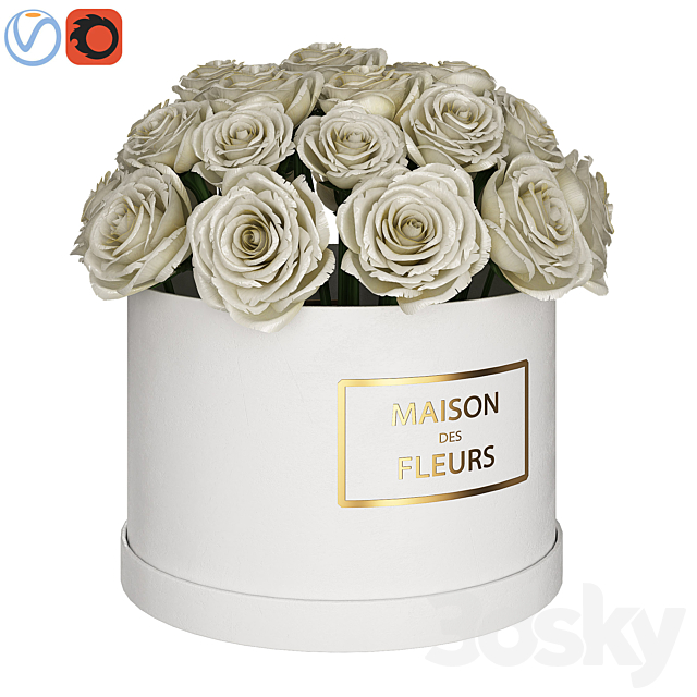 White roses in box 3DSMax File - thumbnail 1