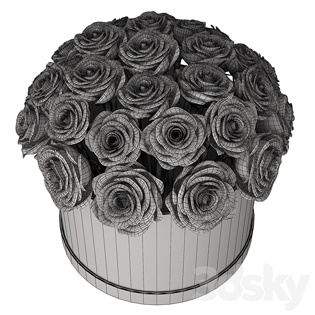 White roses in box 3DSMax File - thumbnail 3