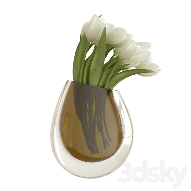 White tulips in a vase 3ds Max - thumbnail 1