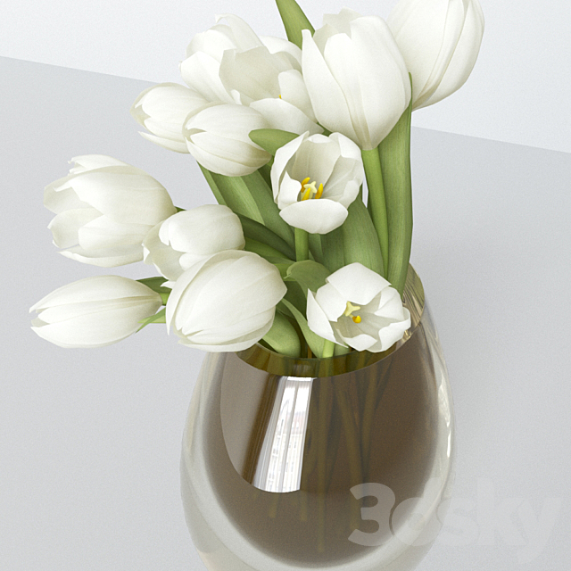 White tulips in a vase 3ds Max - thumbnail 3