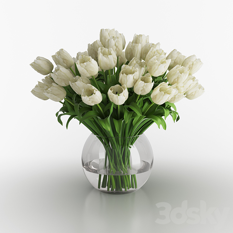 White tulips in a vase 3DS Max - thumbnail 1