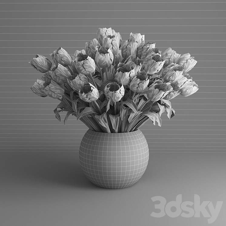 White tulips in a vase 3DS Max - thumbnail 2