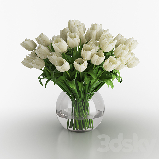 White tulips in a vase 3DSMax File - thumbnail 1