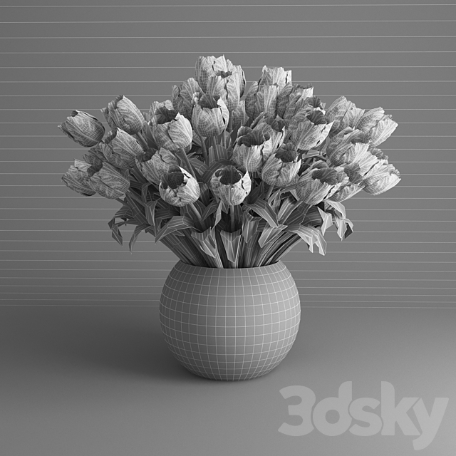 White tulips in a vase 3DSMax File - thumbnail 2