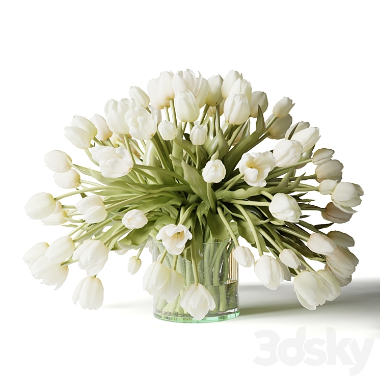 White tulips in a vase a bouquet of flowers 3DS Max Model - thumbnail 3