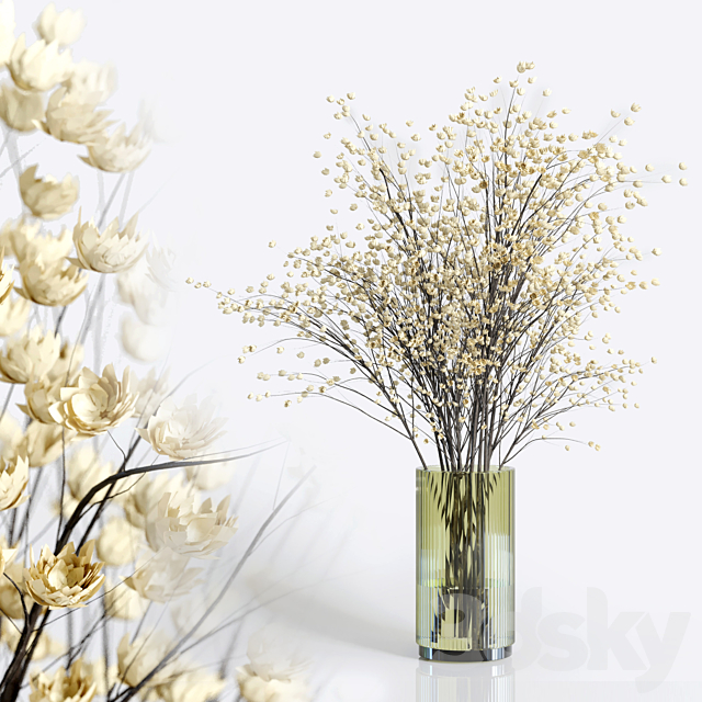 Yellow flowers with yellow galss vase – bouquet 23 3DSMax File - thumbnail 1