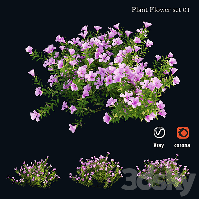 Plant Flower set 01 3DS Max Model - thumbnail 2