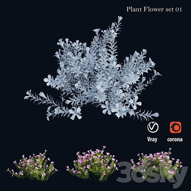 Plant Flower set 01 3DS Max Model - thumbnail 5