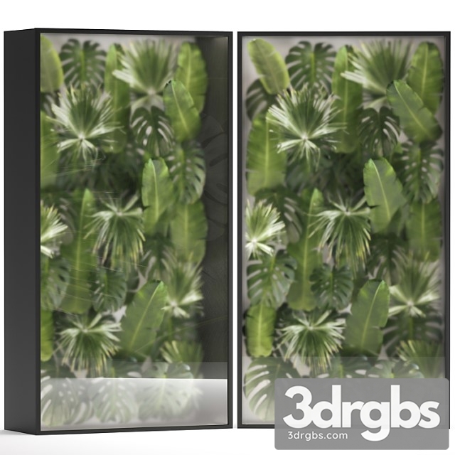 Banana Palm Branches And Fan Palm Leaves In A Niche Behind A Translucent Stack 70 3dsmax Download - thumbnail 1