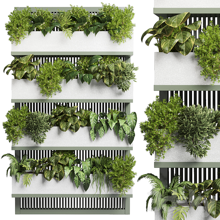 collection Indoor outdoor fitowall plant plant stairs stand metal vase 11 3DS Max Model - thumbnail 1