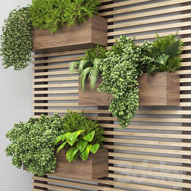 collection outdoor plant stand wall wood vase 01 3DS Max Model - thumbnail 3