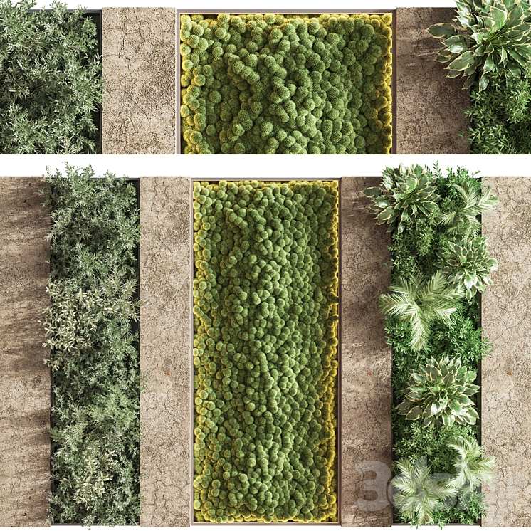 Concrete and Vertical Garden 02 3DS Max - thumbnail 1