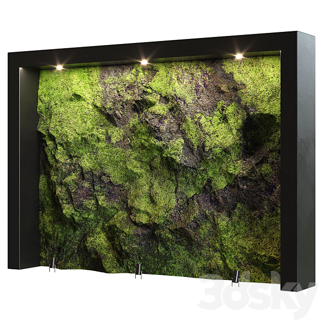 green natural stone wall1 3DS Max Model - thumbnail 1