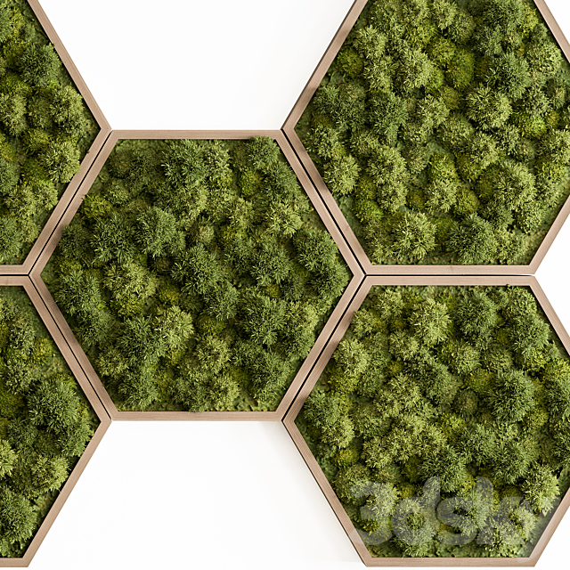 Hexagon Green Wall Panel – Set 79 3DS Max Model - thumbnail 3