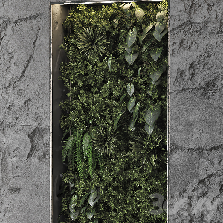 Indoor Wall Vertical Garden Behind the Glass – Set 698 3DS Max - thumbnail 2