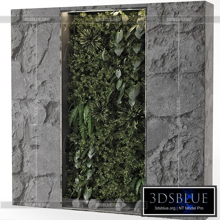 Indoor Wall Vertical Garden Behind the Glass – Set 698 3DS Max - thumbnail 3