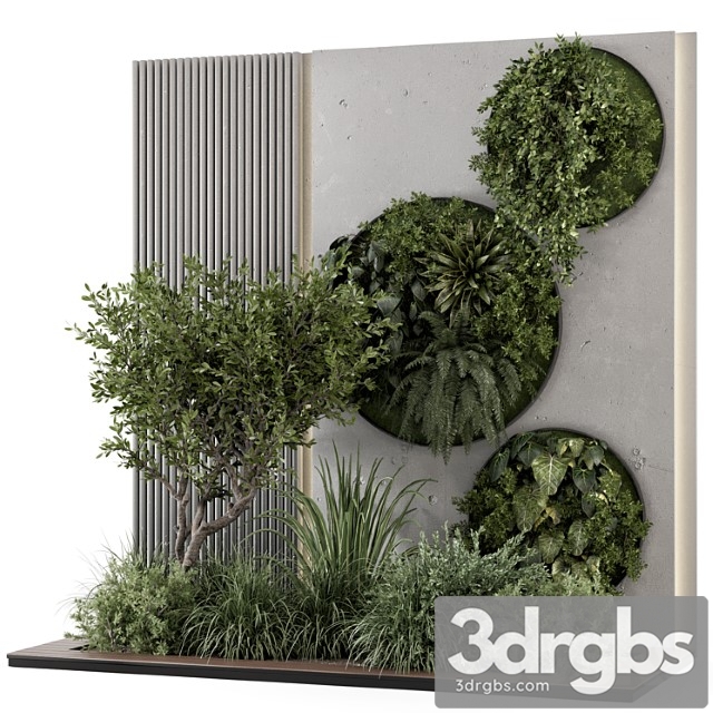 Indoor Wall Vertical Garden in Concrete Base Set 1357 3dsmax Download - thumbnail 1