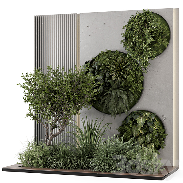 Indoor Wall Vertical Garden in Concrete Base – Set 1357 3DSMax File - thumbnail 1