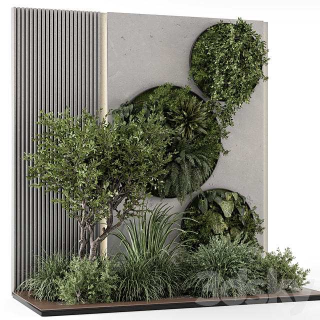 Indoor Wall Vertical Garden in Concrete Base – Set 1357 3DSMax File - thumbnail 2