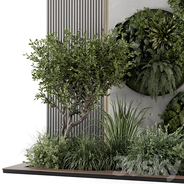 Indoor Wall Vertical Garden in Concrete Base – Set 1357 3DSMax File - thumbnail 3