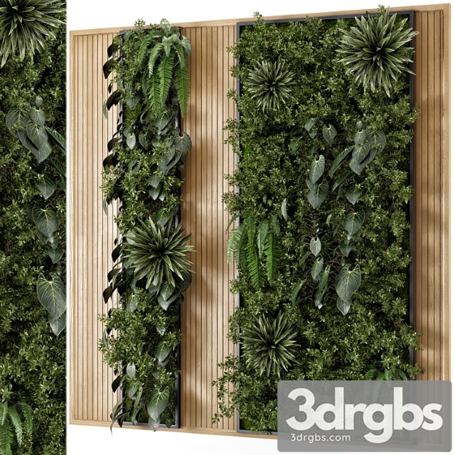 Indoor wall vertical garden in wooden base – set 536 - thumbnail 1