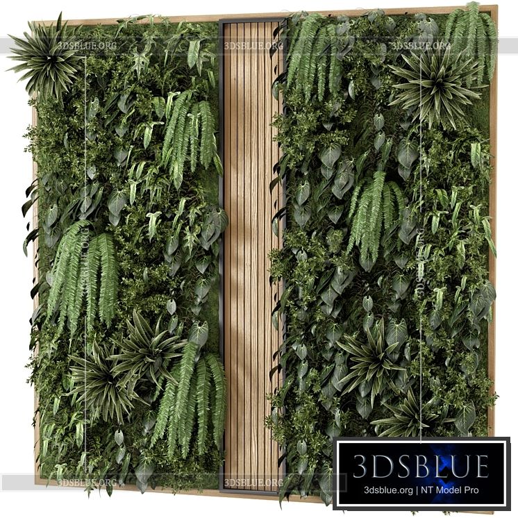 Indoor Wall Vertical Garden in Wooden Base – Set 638 3DS Max - thumbnail 3