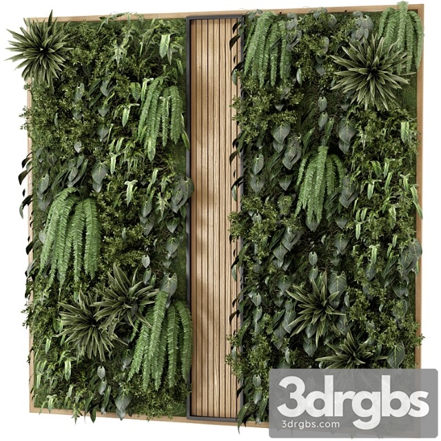 Indoor wall vertical garden in wooden base – set 638 - thumbnail 1