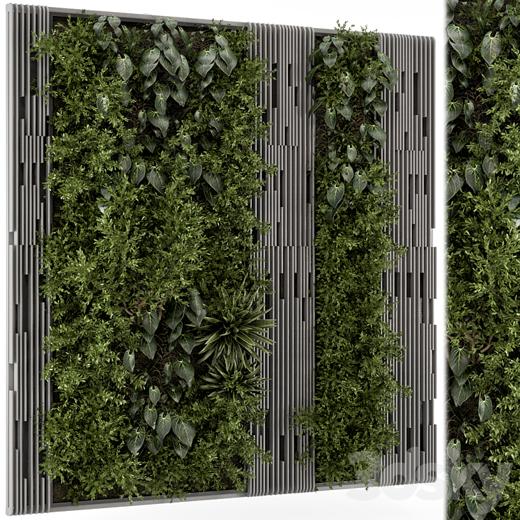 Indoor Wall Vertical Garden in Wooden Base – Set 864 3DS Max - thumbnail 1