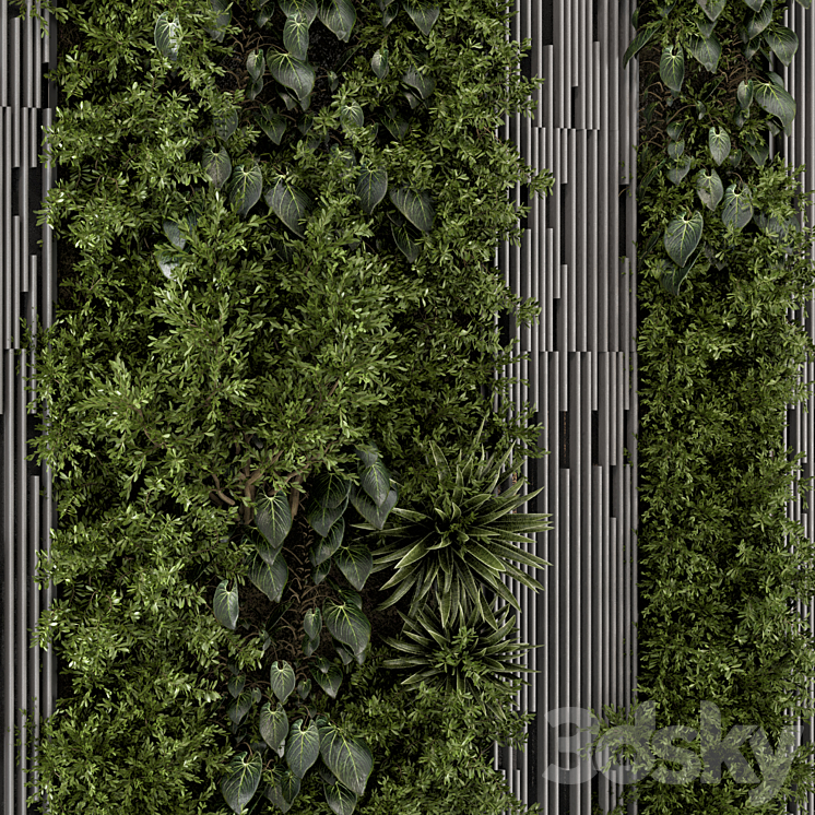 Indoor Wall Vertical Garden in Wooden Base – Set 864 3DS Max - thumbnail 2