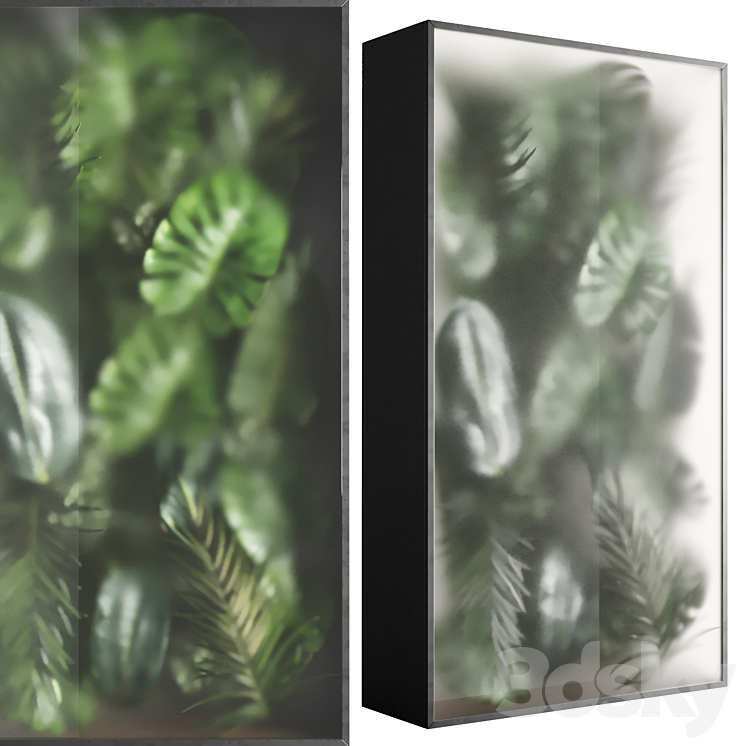 light box with tropical leaf garden in frame glass Smoked 01 3DS Max - thumbnail 1