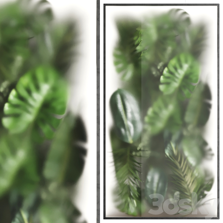 light box with tropical leaf garden in frame glass Smoked 01 3DS Max - thumbnail 2