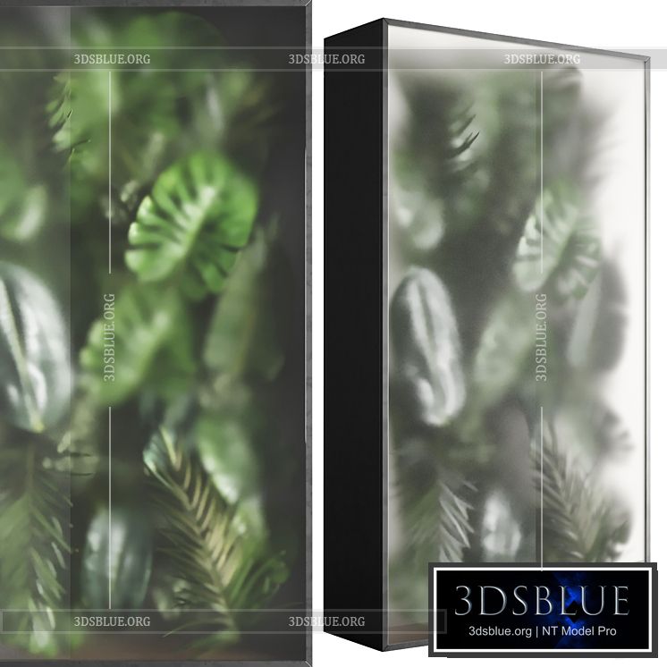 light box with tropical leaf garden in frame glass Smoked 01 3DS Max - thumbnail 3