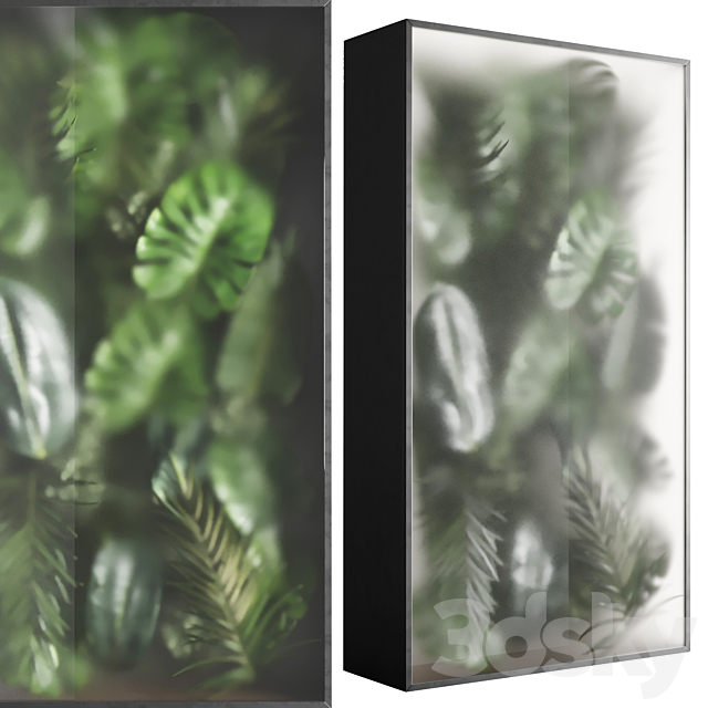 light box with tropical leaf garden in frame glass Smoked 01 3DSMax File - thumbnail 1