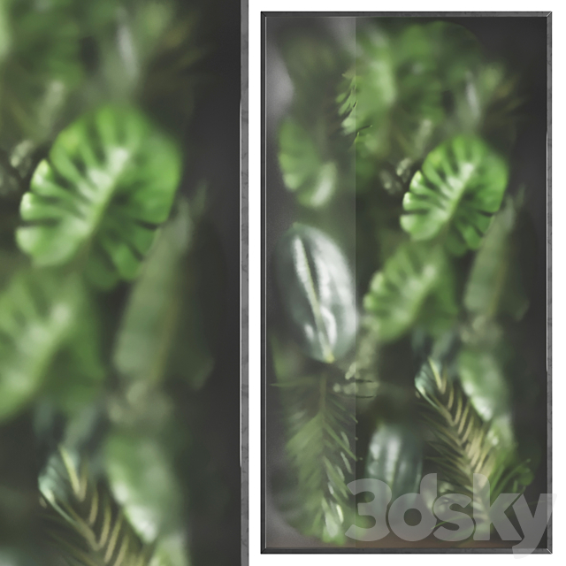 light box with tropical leaf garden in frame glass Smoked 01 3DSMax File - thumbnail 3