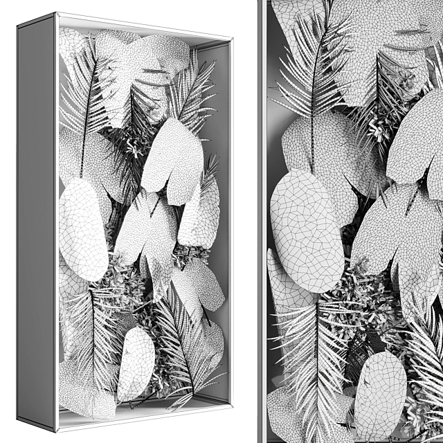 light box with tropical leaf garden in frame glass Smoked 01 3DSMax File - thumbnail 4